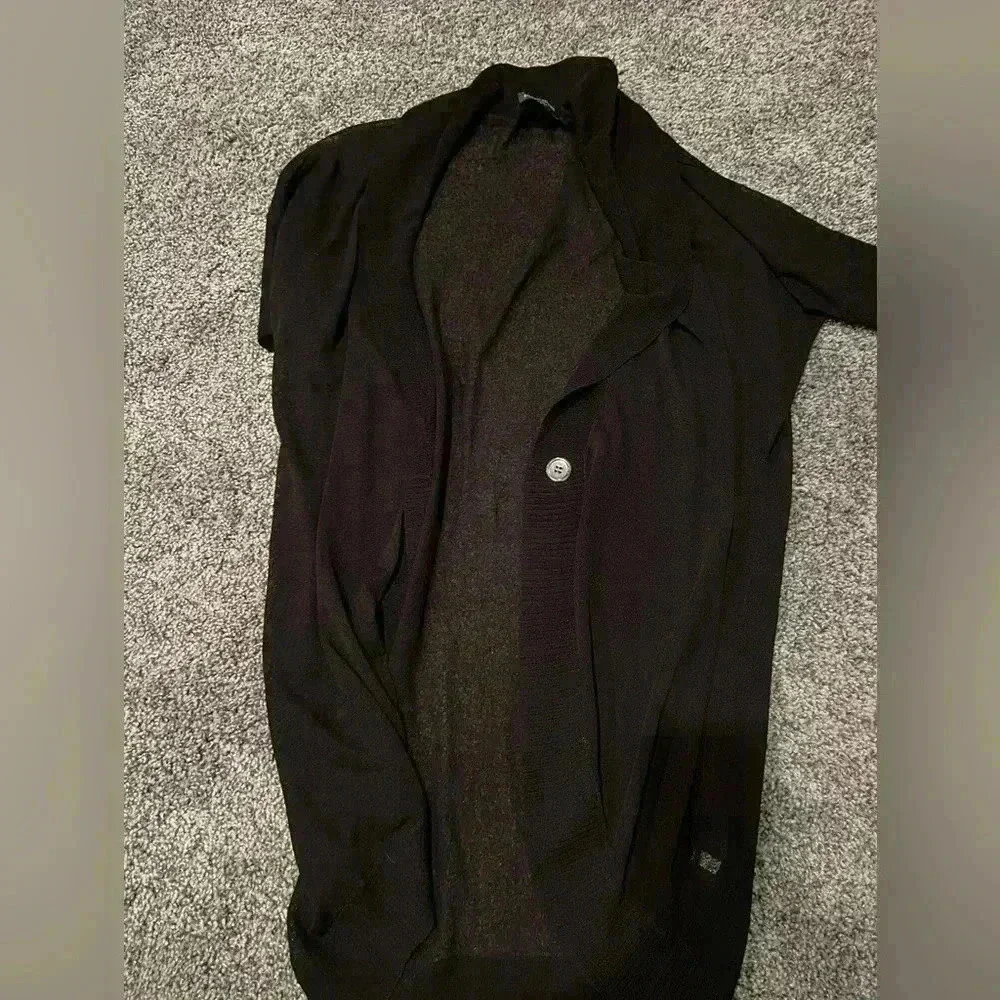 Eileen Fisher cardigan black cotton organic button closure large - Picture 1 of 2